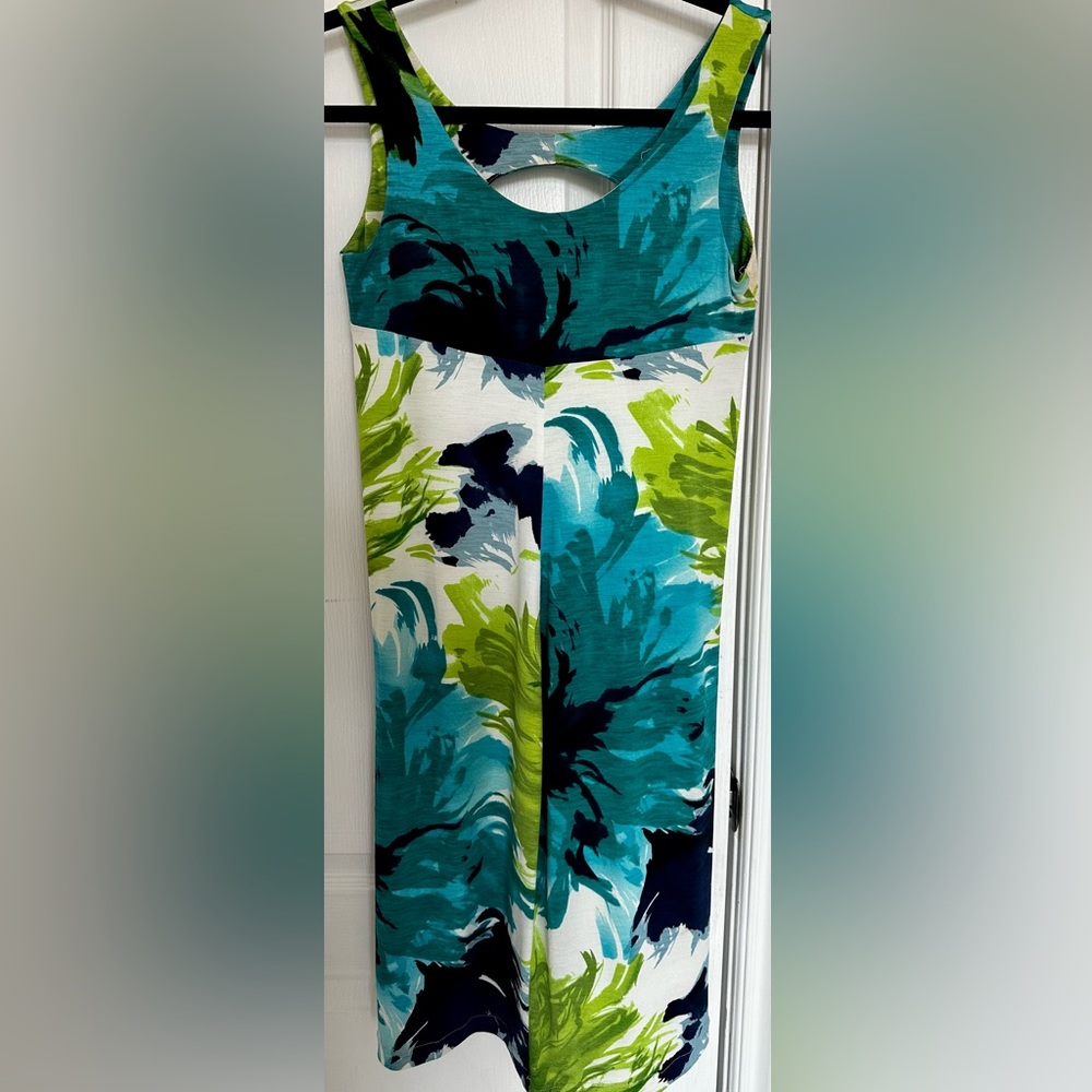 X:S CLOTHING SUPER FLATTERING SLEEVELESS LIME/BLACK/TURQUOISE DRESS SIZE XS